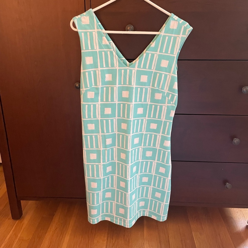 MAHI GOLD Aqua and White Midi Dress